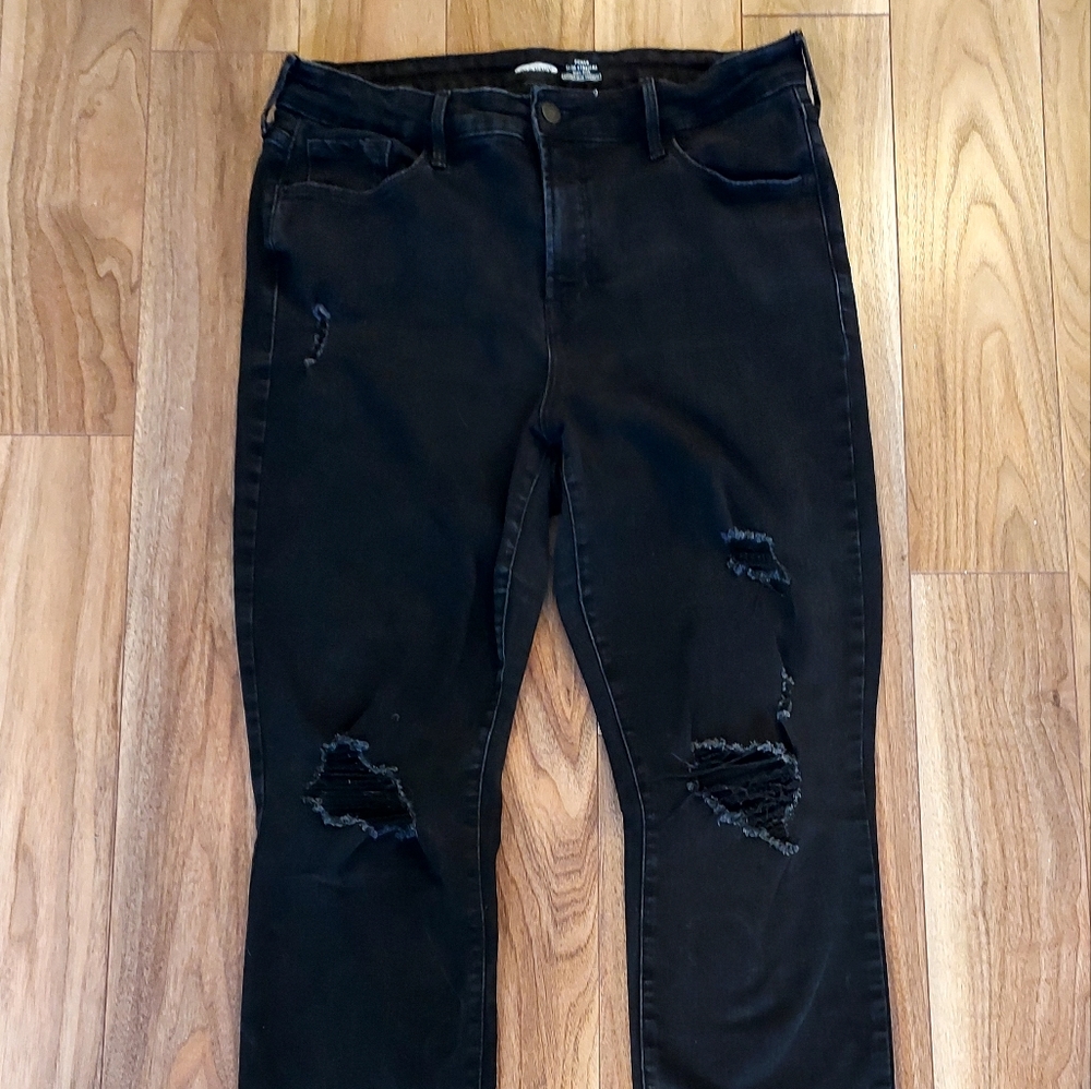 Old Navy Size 14 Black Distressed Jeans